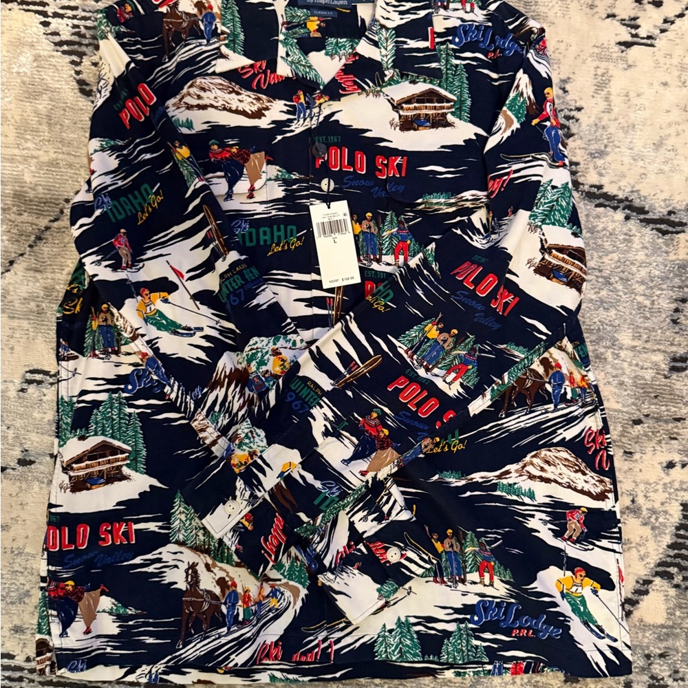 Polo by Ralph Lauren Multicolor Ski Print Casual Button Down Shirt